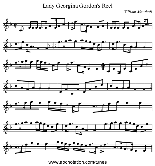 Lady Georgina Gordon's Reel - staff notation