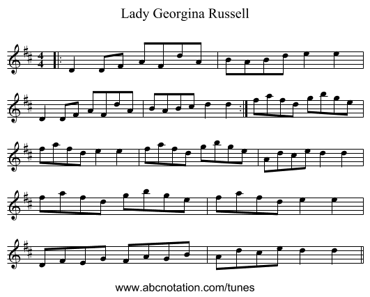 Lady Georgina Russell - staff notation