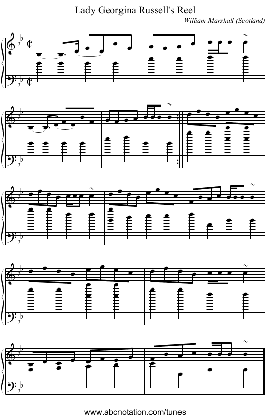Lady Georgina Russell's Reel - staff notation