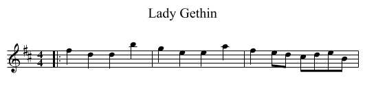Lady Gethin - staff notation