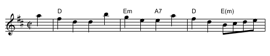 Lady Gethin - staff notation