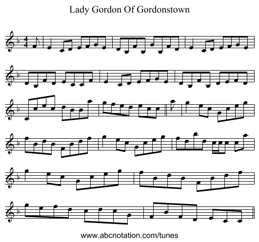 Lady Gordon Of Gordonstown - staff notation