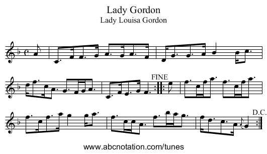 Lady Gordon - staff notation