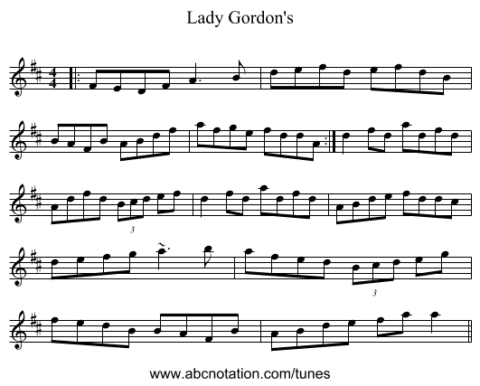 Lady Gordon's - staff notation