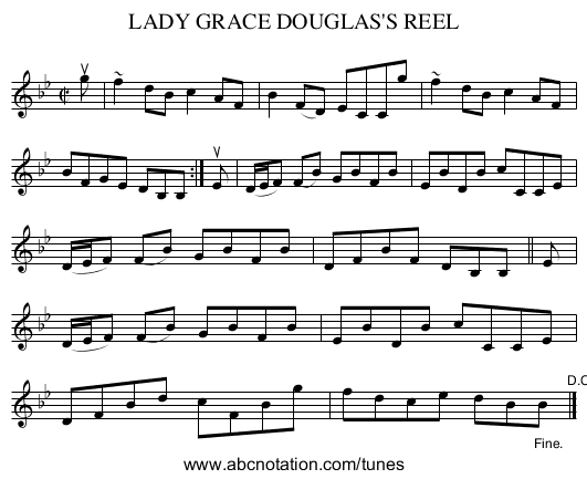 LADY GRACE DOUGLAS'S REEL - staff notation