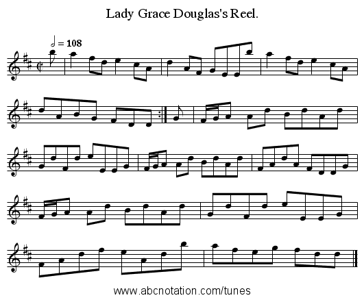Lady Grace Douglas's Reel. - staff notation