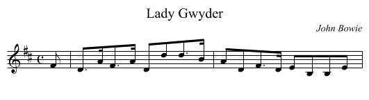 Lady Gwyder - staff notation