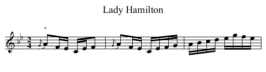 Lady Hamilton - staff notation