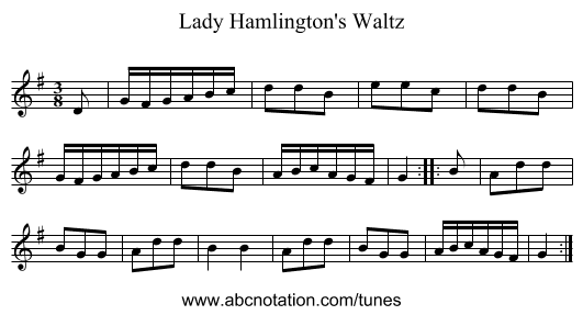 Lady Hamlington's Waltz - staff notation