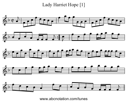Lady Harriet Hope [1] - staff notation
