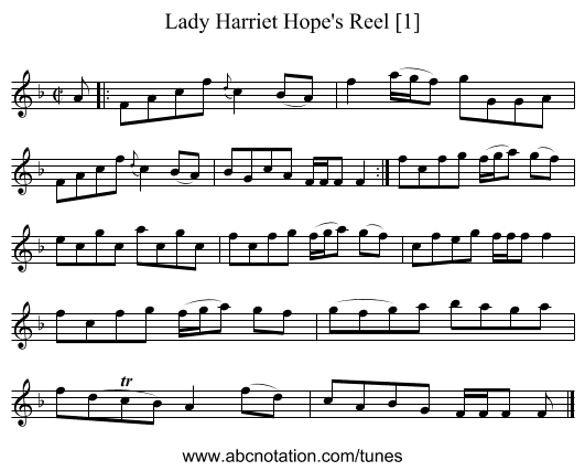 Lady Harriet Hope's Reel [1] - staff notation