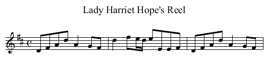 Lady Harriet Hope's Reel - staff notation