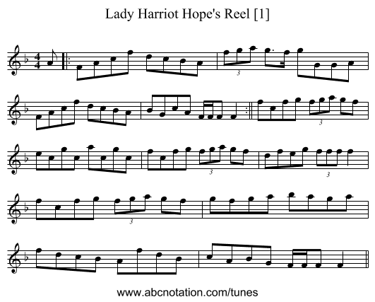 Lady Harriot Hope's Reel [1] - staff notation