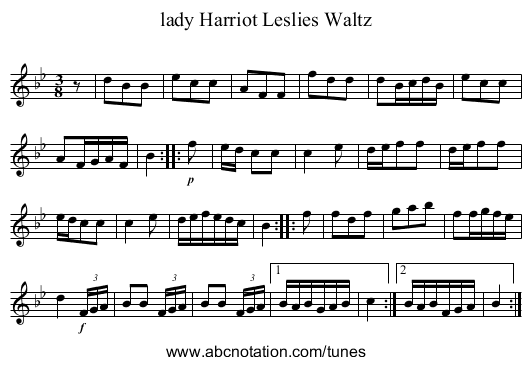 lady Harriot Leslies Waltz - staff notation