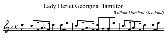 Lady Heriet Georgina Hamilton - staff notation