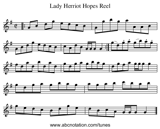 Lady Herriot Hopes Reel - staff notation