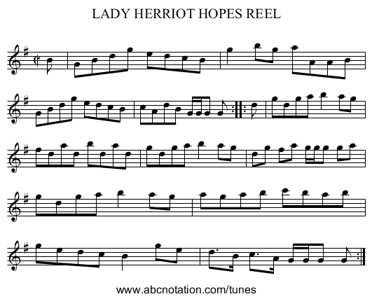 LADY HERRIOT HOPES REEL - staff notation