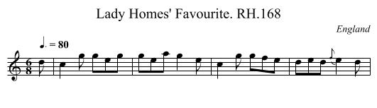 Lady Homes' Favourite. RH.168 - staff notation