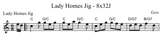 Lady Homes Jig - 8x32J - staff notation