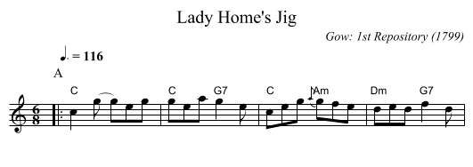 Lady Home's Jig - staff notation