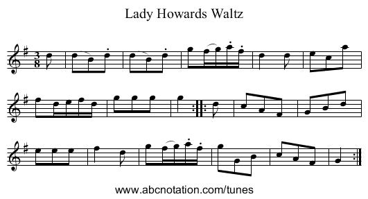 Lady Howards Waltz - staff notation