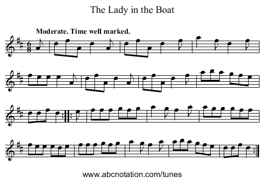 Lady in the Boat, The - staff notation