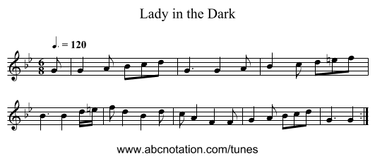 Lady in the Dark - staff notation