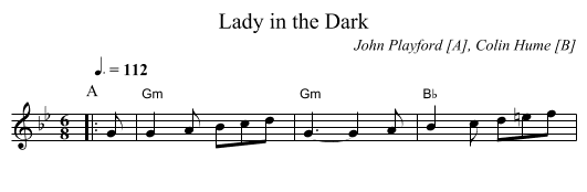 Lady in the Dark - staff notation