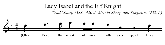 Lady Isabel and the Elf Knight - staff notation