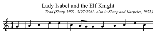 Lady Isabel and the Elf Knight - staff notation