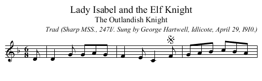 Lady Isabel and the Elf Knight - staff notation