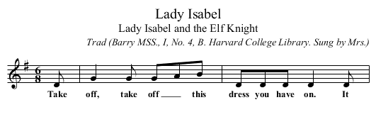 Lady Isabel - staff notation