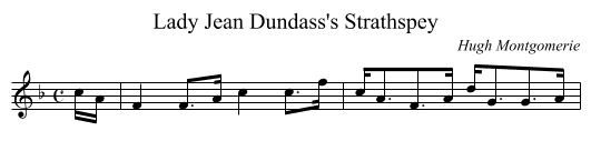 Lady Jean Dundass's Strathspey - staff notation