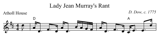 Lady Jean Murray's Rant - staff notation