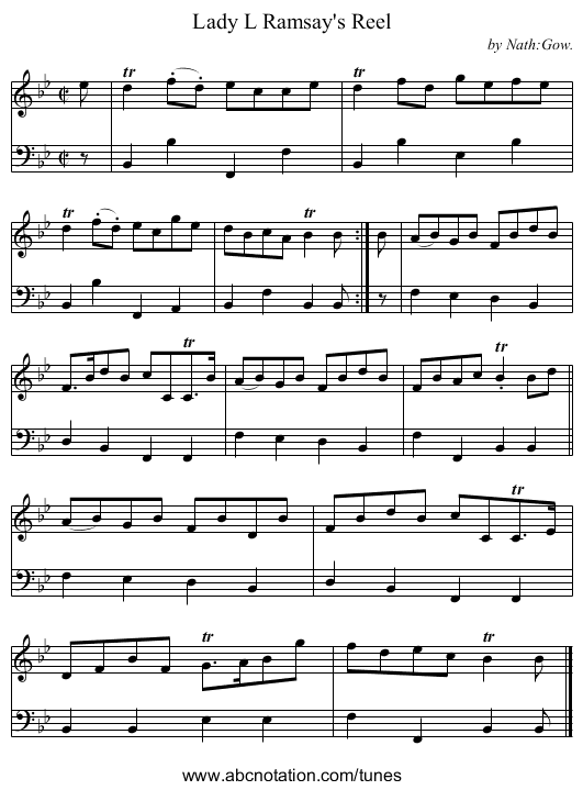 Lady L Ramsay's Reel - staff notation