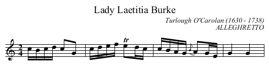 Lady Laetitia Burke - staff notation