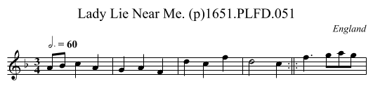 Lady Lie Near Me. (p)1651.PLFD.051 - staff notation