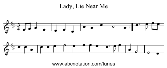 Lady, Lie Near Me - staff notation
