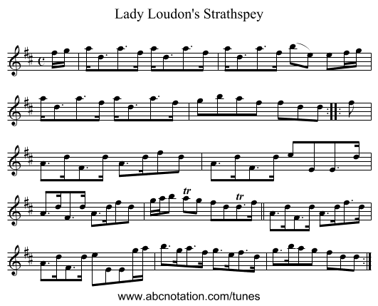 Lady Loudon's Strathspey - staff notation