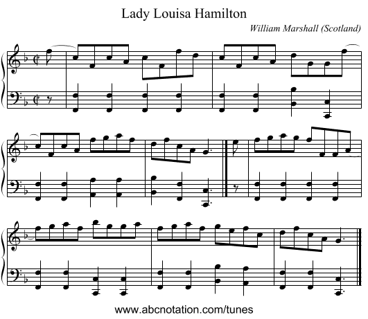 Lady Louisa Hamilton - staff notation