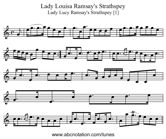 Lady Louisa Ramsay's Strathspey - staff notation
