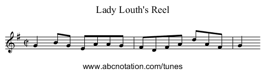 Lady Louth's Reel - staff notation