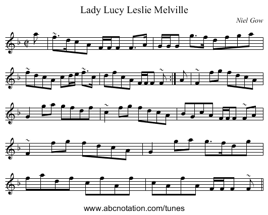 Lady Lucy Leslie Melville - staff notation