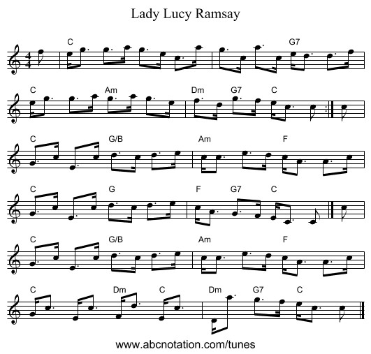 Lady Lucy Ramsay - staff notation