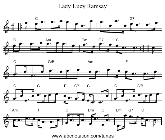 Lady Lucy Ramsay - staff notation
