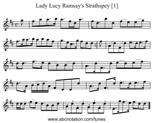 Lady Lucy Ramsay's Strathspey [1] - staff notation