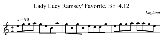 Lady Lucy Ramsey' Favorite. BF14.12 - staff notation