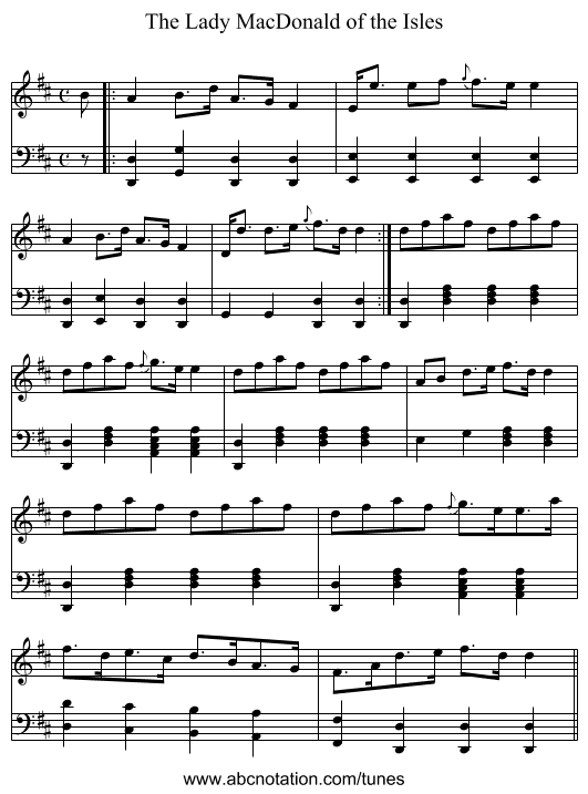Lady MacDonald of the Isles, The - staff notation