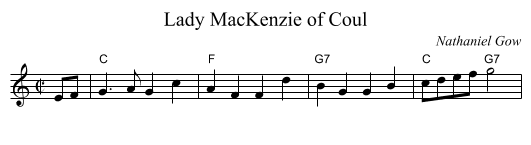 Lady MacKenzie of Coul - staff notation