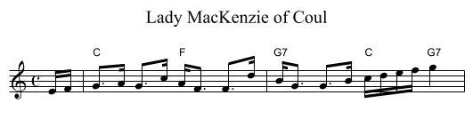 Lady MacKenzie of Coul - staff notation